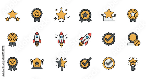 Achievement Icons Set for Success and Growth