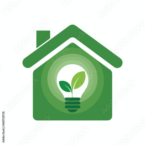 Green house icon with light bulb and leaves vector