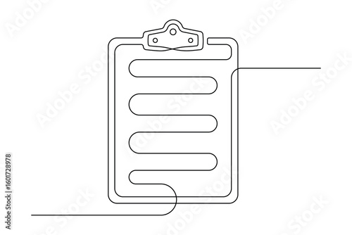 Continuous Line Checklist Clipboard Vector   Minimal Single Line Art for Task Management.