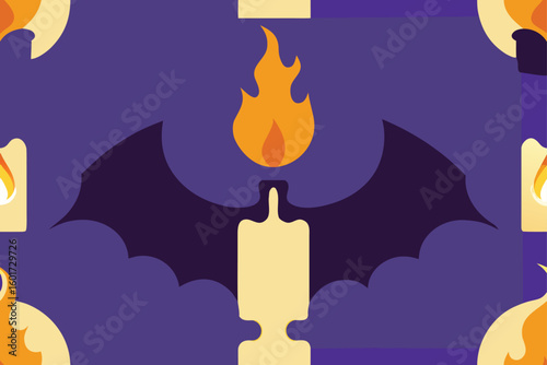 a glowing jack o lantern candle on a table vector illustration
