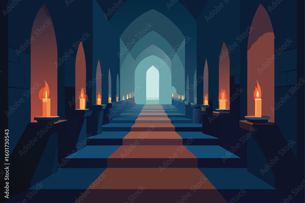 Fototapeta premium ghostly glow from a single candle vector illustration