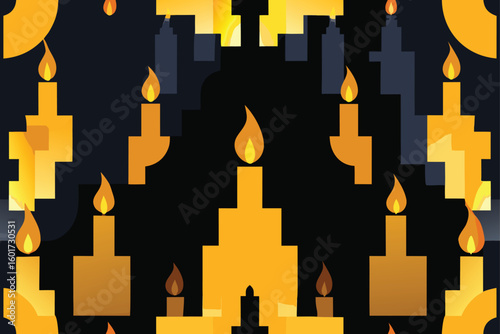 spooky candelabra with bright flames vector illustration