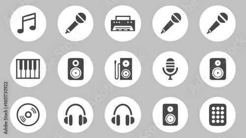 Collection of music and audio related icons