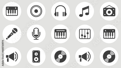 Collection of music and audio related icons