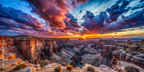 Dramatic Canyon Landscape at Sunset