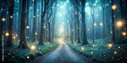 Enchanted Forest Path with Fireflies