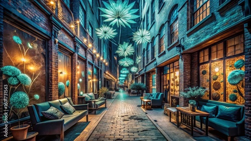 Cozy Alleyway with Decorative Lighting