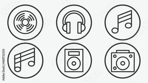 Collection of music and audio related icons