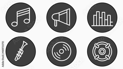 Collection of music and audio related icons