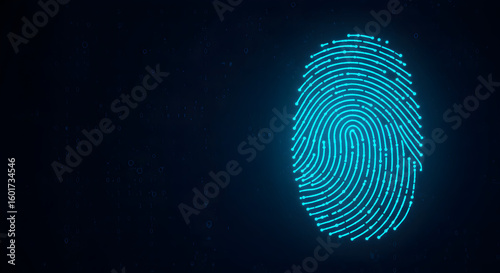 Wallpaper Mural Glowing Blue Fingerprint on Dark Background for Security and Technology Concepts Torontodigital.ca