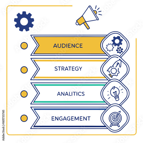 Business marketing strategy audience analytics engagement plan vector