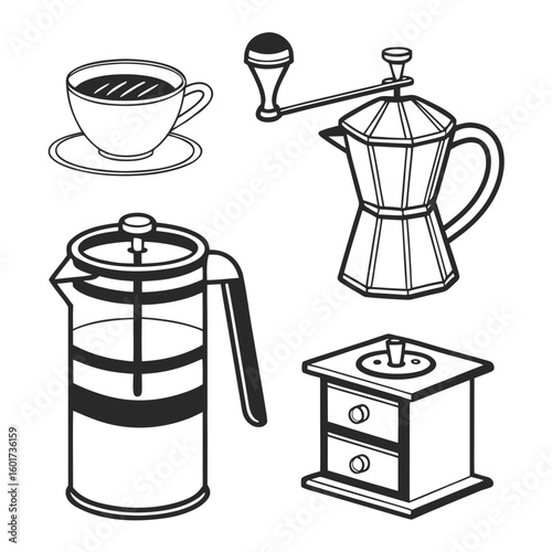 Coffee brewing equipment cup grinder moka pot french press saucer