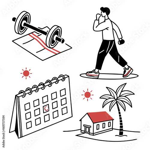 Fitness and Vacation Icons exercise travel