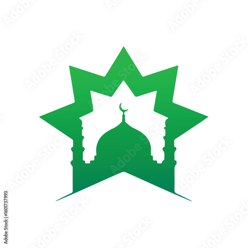 Islamic mosque dome with crescent star symbol vector
