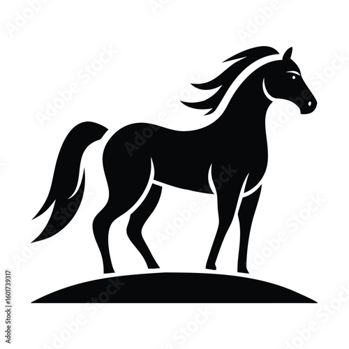 Majestic Horse Silhouette Stands Proudly on a Hill A Timeless Symbol of Grace and Strength in Elegant Simplicity