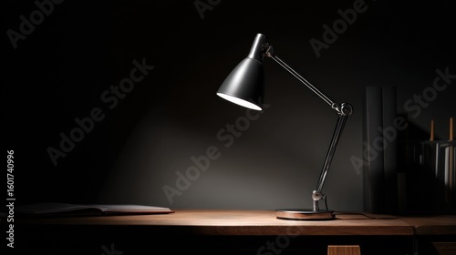Illuminated Workspace: A Desk Lamp's Soft Glow