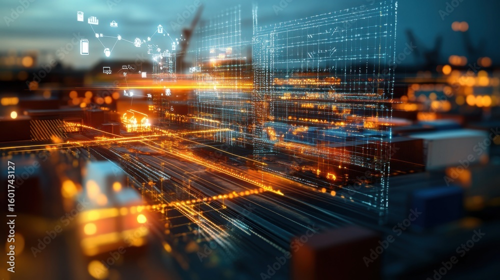 Obraz premium Digital Transformation of Industrial Logistics with Data Connections