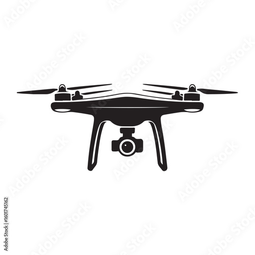 Black drone with camera and propellers quadcopter aerial