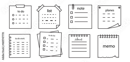 Productivity Notes Icons - To-Do Lists, Memos, Plans, Ideas, Reminders