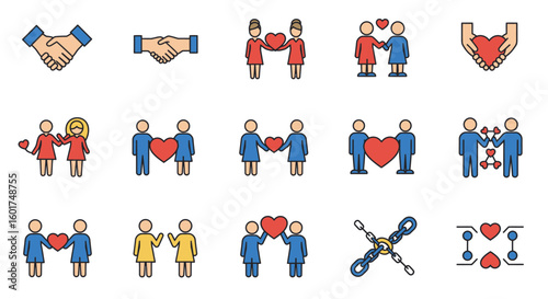 Diverse Love and Connection Icons