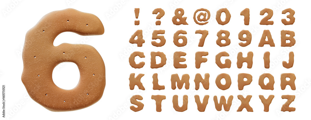 3D Font.Chocolate Biscuit Donut Font Concept. Isometric Alphabet. Numbers And Letters. 3d rendering isolated on white background 3D Font.Chocolate Biscuit Donut Font Concept. Isometric Alphabet. Numbers And Letters. 3d rendering isolated on white background
