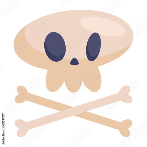 Flat Halloween Skull Icon Illustration