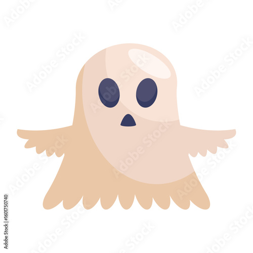 Flat Halloween Ghost Icon Illustration