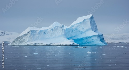 Wallpaper Mural A majestic iceberg floats serenely in frigid, gray waters, its icy blue depths gleaming under a muted sky Torontodigital.ca