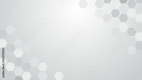 White hexagon pattern. Geometric abstract background with hexagonal texture. Molecule structure abstract tech background