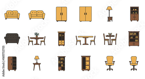 Furniture Icons Set Vector Illustration