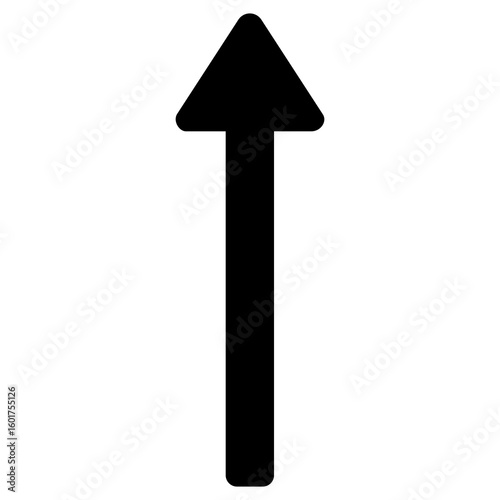 Black Upward Arrow with Rounded Corners isolated on transparent background