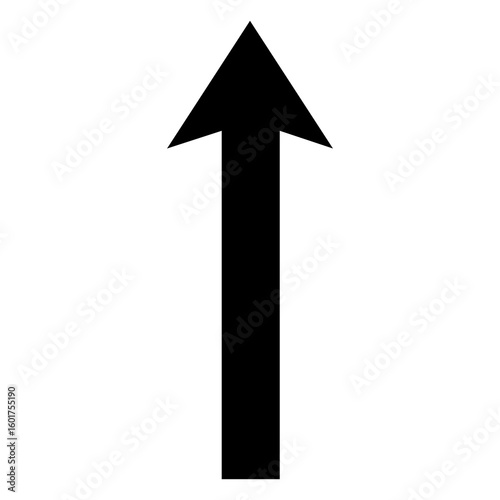 Solid Black Upward Arrow Icon isolated on transparent background