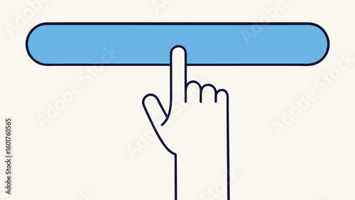 Finger pressing button with the words click here Design