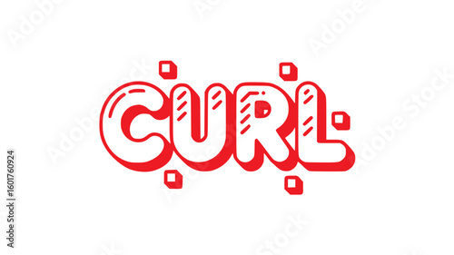 Red Curl Text Graphic.