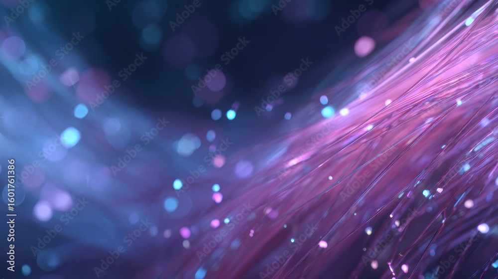 Obraz premium Abstract vibrant strands with glowing particles