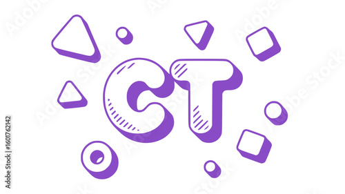 Purple CT Logo with Geometric Shapes.