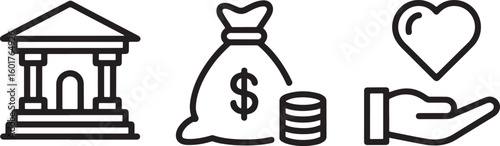 Philanthropy Depicted Through Iconography Financial Investment Generosity and Charitable Trust Depicting Aid Donations and Generous Giving