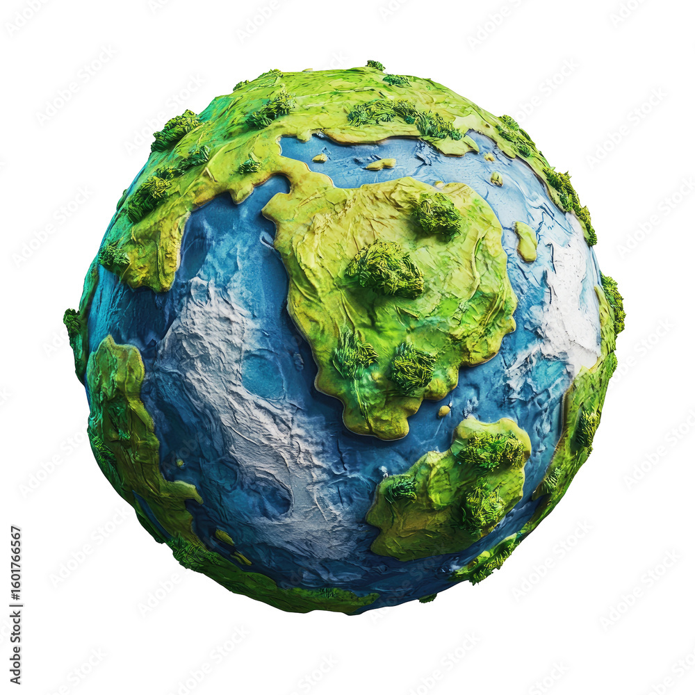 Fototapeta premium 3D Earth globe, stylized relief