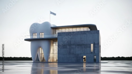 Modern Dental Clinic Building with Unique Tooth-Shaped Architecture