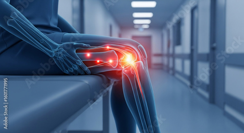 Knee Pain and Inflammation: Medical X-ray Illustration of Aching Joint