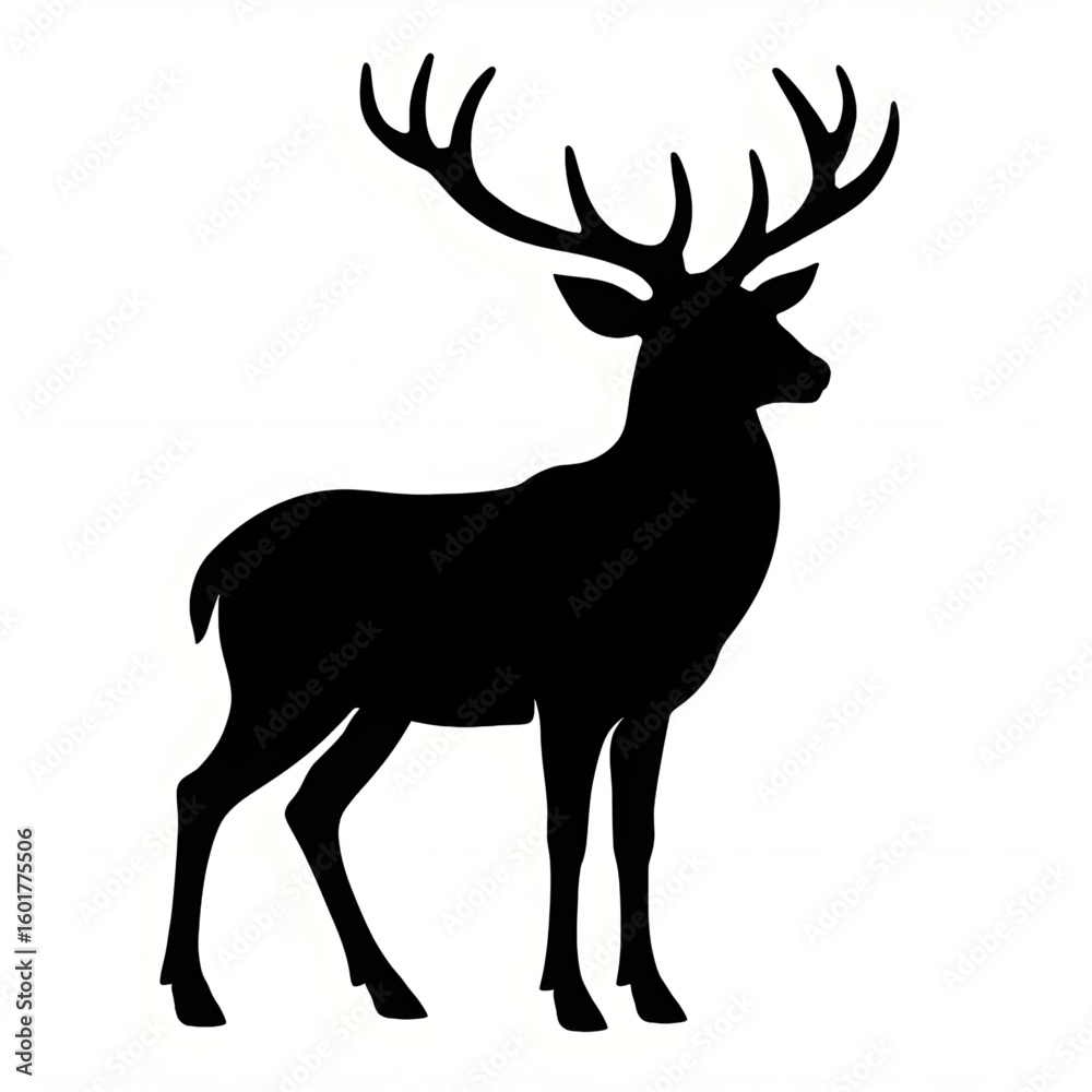 Obraz premium deer silhouette vector style whit white background 