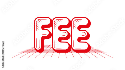 Red 3D Fee Text on Grid.