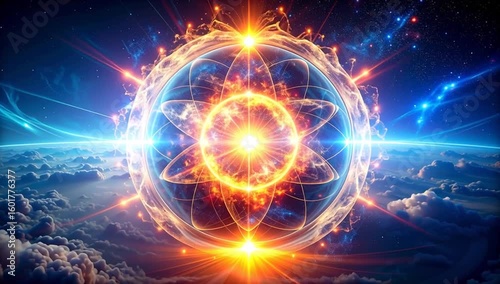 Wallpaper Mural An artistic conceptualization of an atom or an energy sphere, the cosmos and a sense of infinite Torontodigital.ca