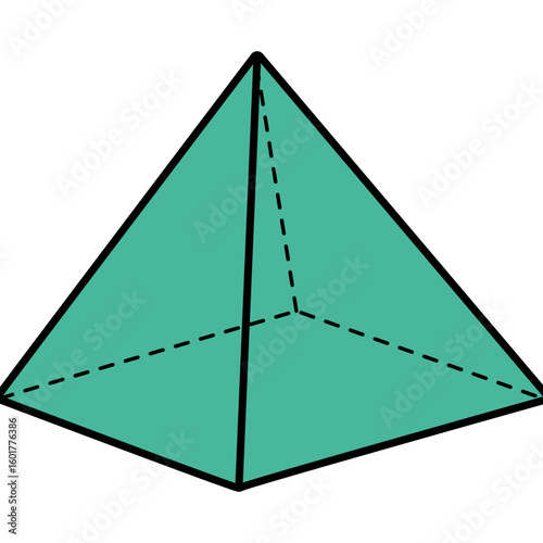 3D vector of a tetrahedron or triangular pyramid with outlines. Great for educational content, geometry teaching aids, and math illustrations.

