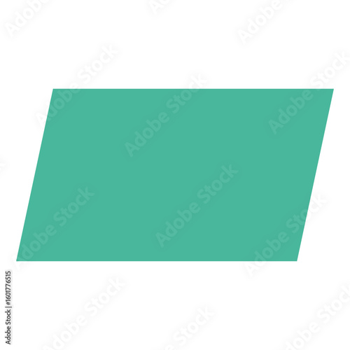 Vector green parallelogram or slanted rectangle. Ideal for geometry, diagrams, or abstract design projects.

