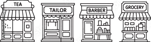 Shops and Stores Fronts with Awnings