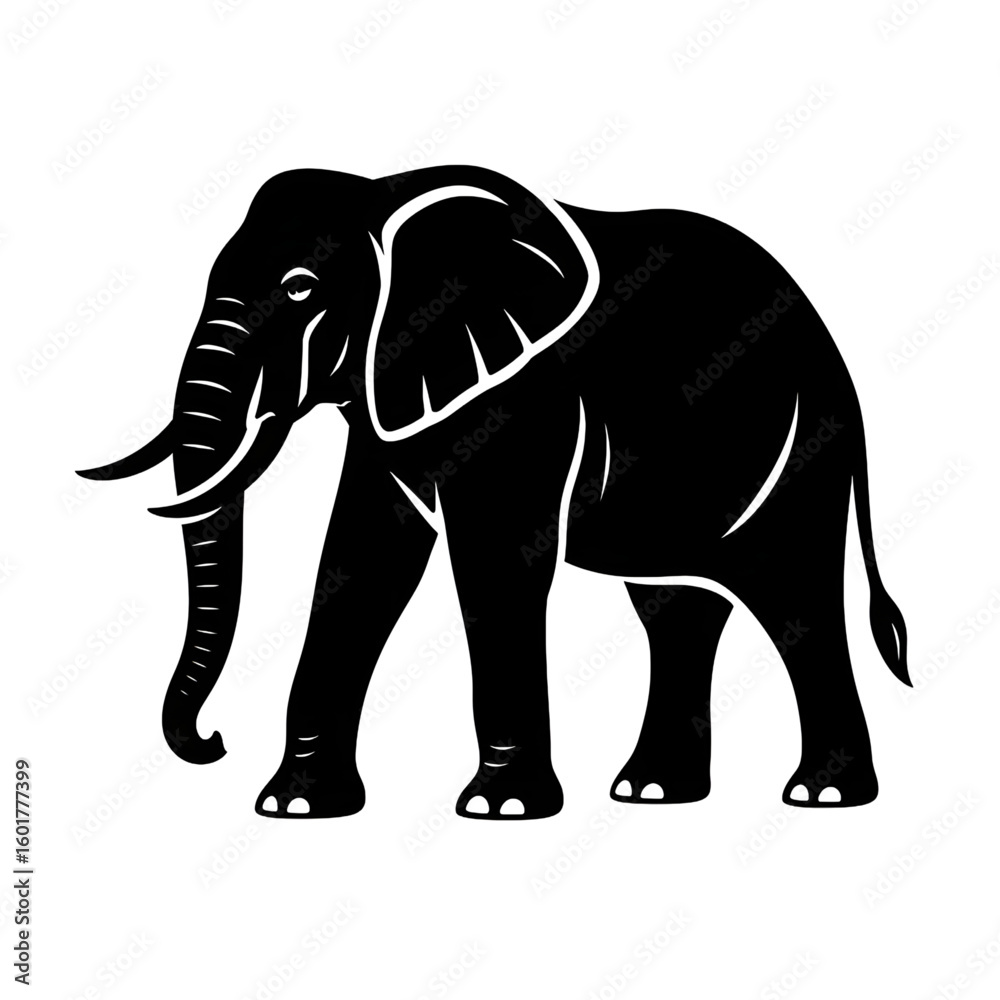 Fototapeta premium elephant silhouette vector style 