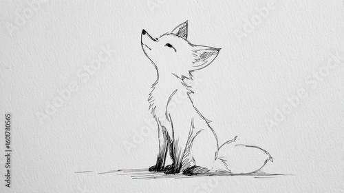 Simple sketch of a sitting fox