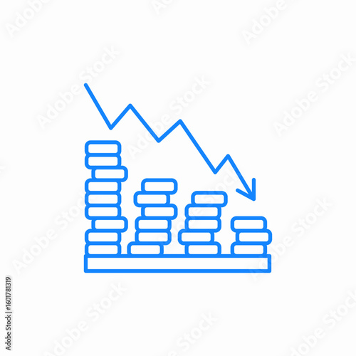 profits going down icon sign vector