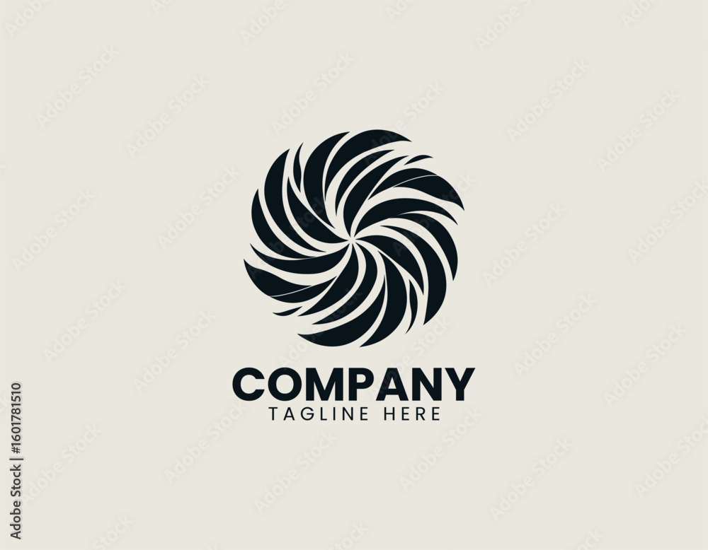 Obraz premium Abstract Green Leaves Circular Nature Organic Growth Vector Logo Design